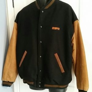 Identity Mens Varsity Jacket ESPN Black Wool XL